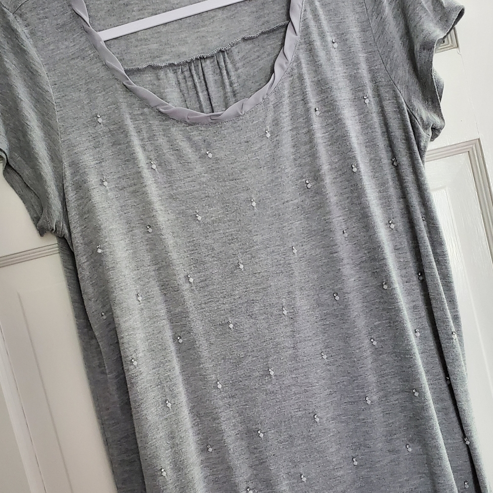 Lightweight blouse with bead detail and ribbon trim. Size Large